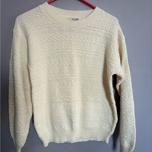 VTG 80s 90s Cuddle Knit white‎ cream unique pattern textured knit Sweater Small